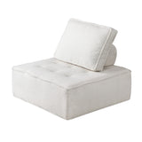 Oikiture Modular Armless Sofa Adjustable Back Sherpa White - Extra Image