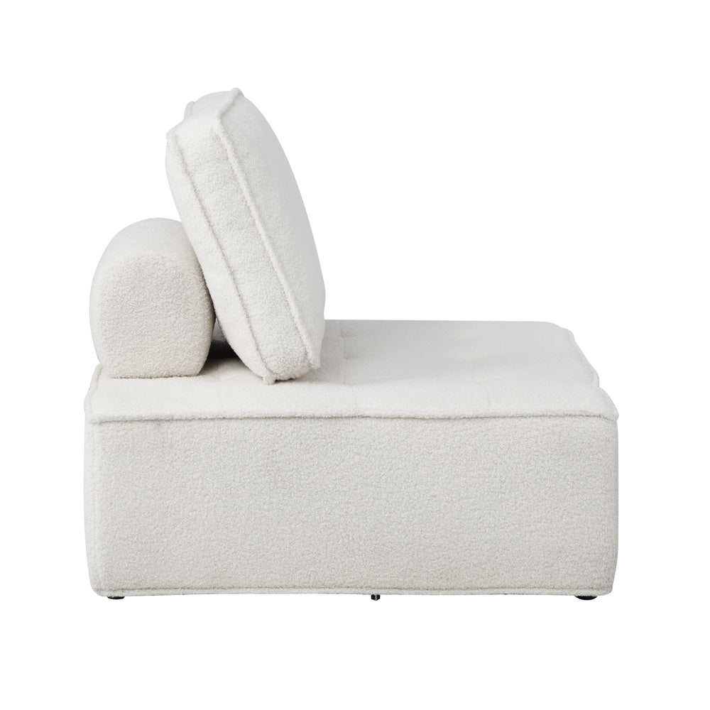Oikiture Modular Armless Sofa Adjustable Back Sherpa White