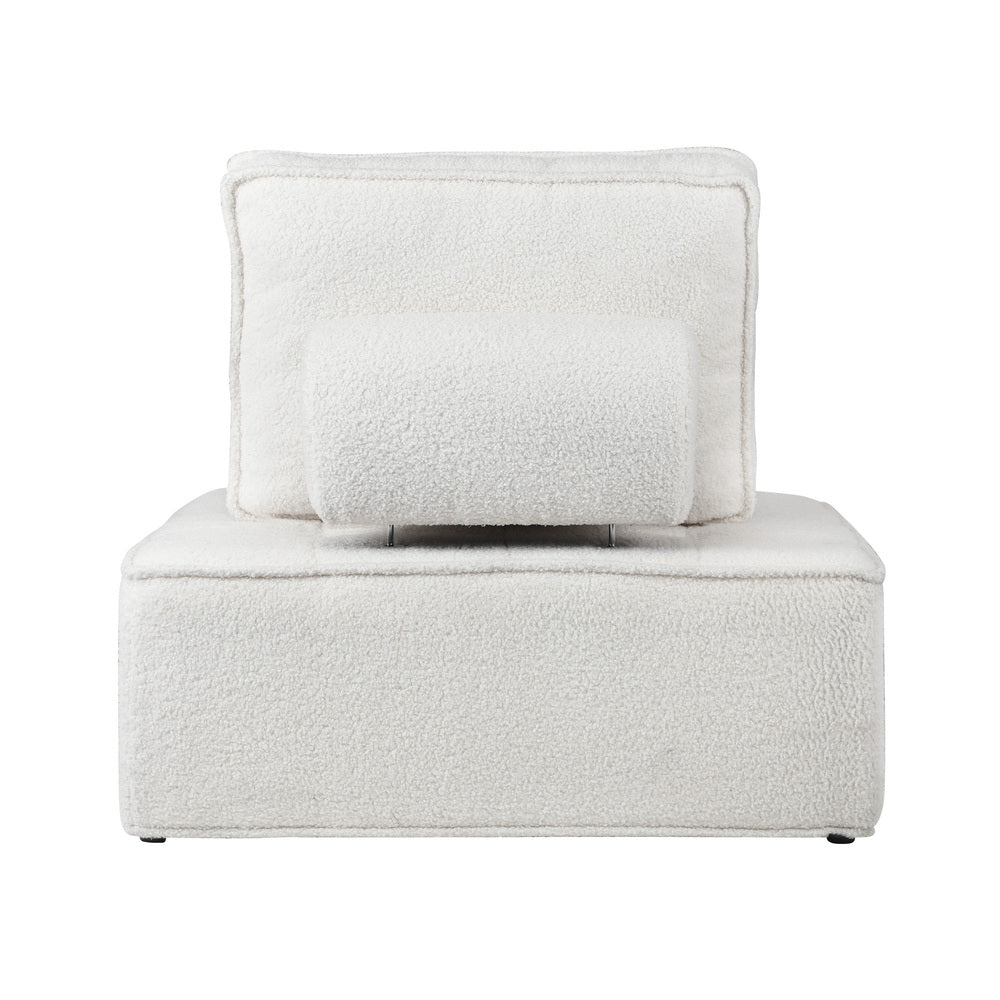 Oikiture Modular Armless Sofa Adjustable Back Sherpa White