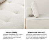 Oikiture Modular Armless Sofa Adjustable Back Sherpa White