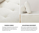 Oikiture Modular Armless Sofa Adjustable Back Sherpa White - Side View