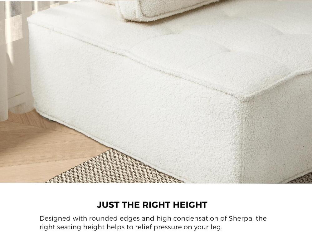 Oikiture Modular Armless Sofa Adjustable Back Sherpa White