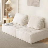 Oikiture 2PCS Modular Armless Sofa Sherpa White - Front View