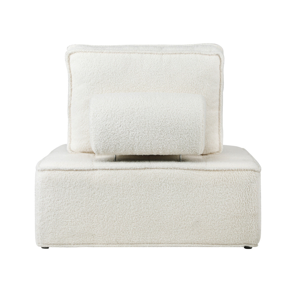 Oikiture 2PCS Modular Armless Sofa Sherpa White