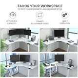 FORTIA 98W x 98W x 48D Dual-Motor 80kg Load Adjustable Electric Sit to Stand Up Corner Desk - White/White Frame - Top-Down View