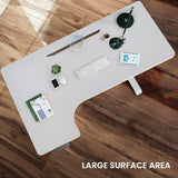 FORTIA 145W x 60D x 85D Dual-Motor 80kg Load Adjustable Sit-Stand Up L-Hand Sided Corner Desk - White/White Frame - Front View