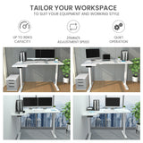 FORTIA 145W x 60D x 85D Dual-Motor 80kg Load Adjustable Sit-Stand Up L-Hand Sided Corner Desk - White/White Frame - Top-Down View