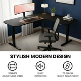 FORTIA Corner Standing Desk, 160x140cm, 72-118cm Sit to Stand Up Electric Height Adjustable, Black - 45-Degree Angle