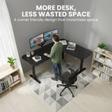 FORTIA Corner Standing Desk, 160x140cm, 72-118cm Sit to Stand Up Electric Height Adjustable, Black
