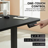 FORTIA Corner Standing Desk, 160x140cm, 72-118cm Sit to Stand Up Electric Height Adjustable, Black - Top-Down View