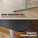 FORTIA Corner Standing Desk, 160x140cm, 72-118cm Sit to Stand Up Electric Height Adjustable, Black Desktop/Silver Frame