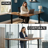 FORTIA Corner Standing Desk, 160x140cm, 72-118cm Sit to Stand Up Electric Height Adjustable, Walnut Style Desktop/Black Frame - Extra Image