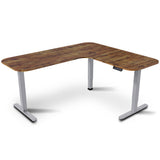 FORTIA Corner Standing Desk, 160x140cm, 72-118cm Sit to Stand Up Electric Height Adjustable, Walnut Style Desktop/Silver Frame