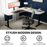 FORTIA Corner Standing Desk, 160x140cm, 72-118cm Sit to Stand Up Electric Height Adjustable, White Desktop/Black Frame - 45-Degree Angle