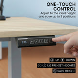 FORTIA Sit To Stand Standing Desk, 120x60cm, 72-118cm Electric Height Adjustable, Light Oak Style Desktop Silver Frame - 45-Degree Angle
