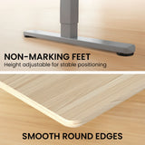 FORTIA Sit To Stand Standing Desk, 120x60cm, 72-118cm Electric Height Adjustable, Light Oak Style Desktop Silver Frame - Top-Down View