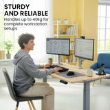 FORTIA Sit To Stand Standing Desk, 120x60cm, 72-118cm Electric Height Adjustable, Light Oak Style Desktop Silver Frame