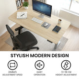 FORTIA Sit To Stand Standing Desk, 120x60cm, 72-118cm Electric Height Adjustable, Light Oak Style Desktop Silver Frame