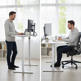 FORTIA Electric Sit To Stand Up Standing Desk, 120x60cm, Height Adjustable, 40kg Rated, White - Side View