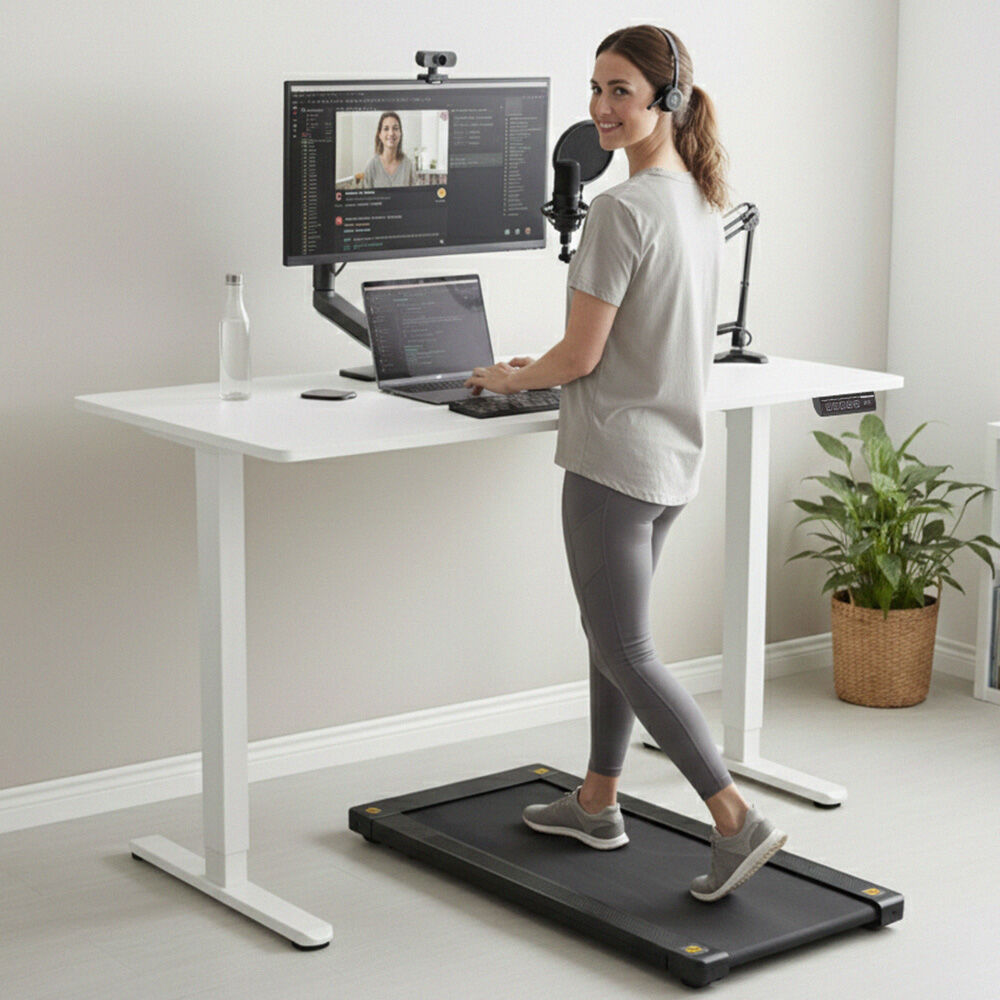 FORTIA Electric Sit To Stand Up Standing Desk, 120x60cm, Height Adjustable, 40kg Rated, White