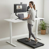 FORTIA Electric Sit To Stand Up Standing Desk, 120x60cm, Height Adjustable, 40kg Rated, White - Low Angle
