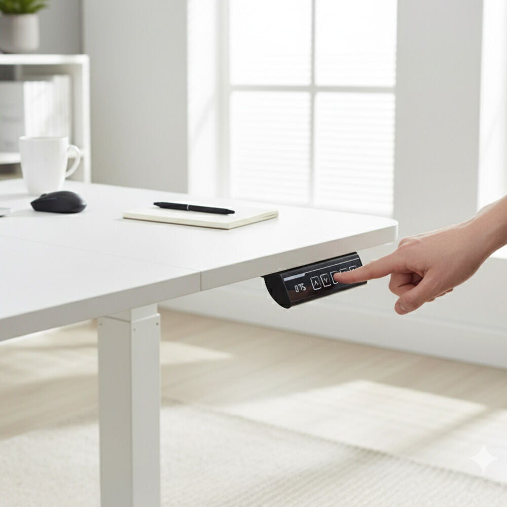 FORTIA Electric Sit To Stand Up Standing Desk, 120x60cm, Height Adjustable, 40kg Rated, White