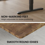 FORTIA Sit to Stand Standing Desk, 160x60cm, 72-118cm Electric Height Adjustable, Walnut Style Desktop/Black Frame