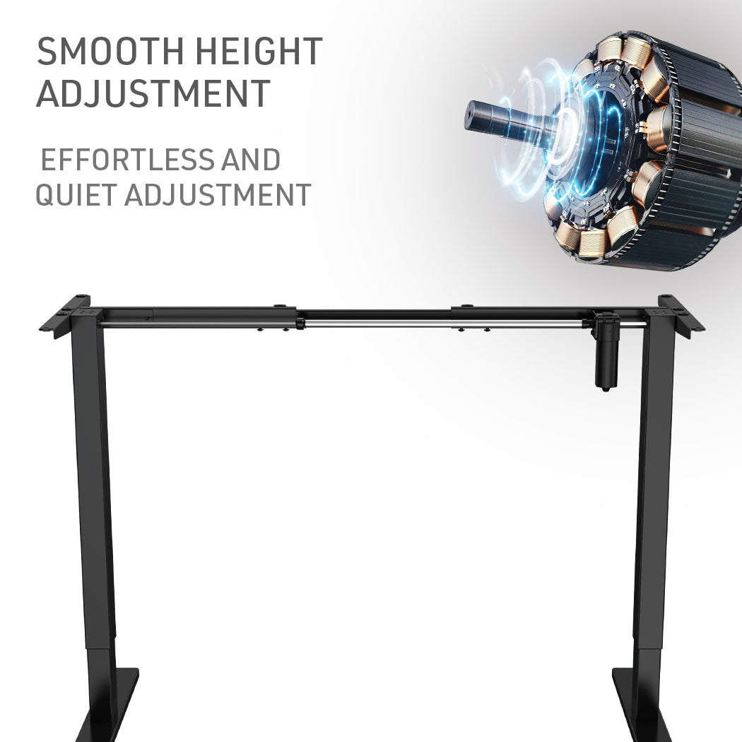 FORTIA Sit To Stand Up Standing Desk, 120x60cm, 72-118cm Electric Height Adjustable, 70kg Rated, Walnut Style/Black Frame