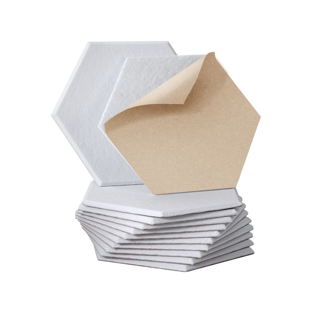 Hexagonal Acoustic Foam Soundproofing Tiles - 12 Pack, 35x30x0.9cm, White
