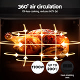 Devanti Air Fryer 10L LCD Kitchen Oven - Rear View