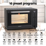Devanti 32L black air fryer oven with LCD touch control panel, oven rack and crumb tray