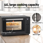 Devanti 32L black air fryer oven with LCD touch control panel, cool-touch handle