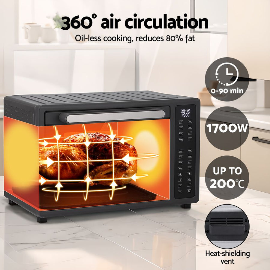 Devanti 32L black air fryer oven with LCD touch control panel, image 6
