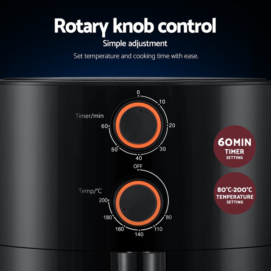 Devanti 4L Air Fryer Knob Control 1500W, image 4
