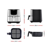 Devanti Air Fryer 7L LCD Fryers Stainless Steel - Front View