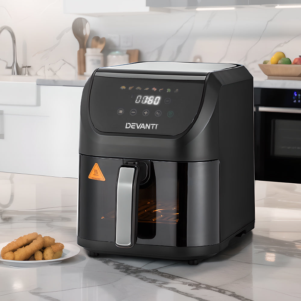 Devanti 5L Touchscreen Air Fryer with 1500W Power and Automatic Cooking Modes