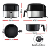 Devanti 5.5L Air Fryer & Grill LCD Fryers 1500W - Front View