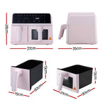 Devanti Air Fryer 9L Dual Zone Fryers 2600W Pink