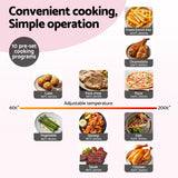 Devanti Air Fryer 9L Dual Zone Fryers 2600W Pink - Rear View