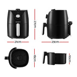 Devanti 2.5L Healthy Air Fryer with Knob Control - Front View