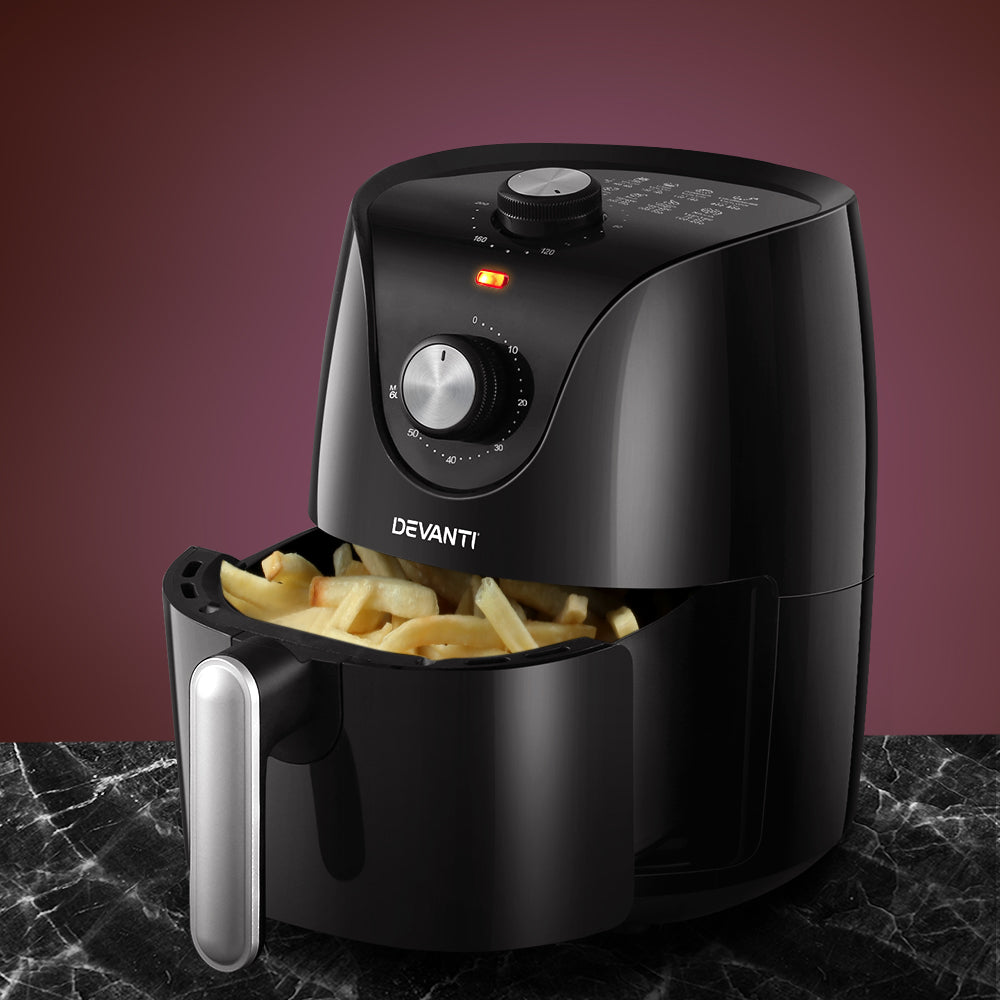 Devanti 2.5L Healthy Air Fryer with Knob Control