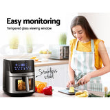 Devanti 6.5L Oil-Free Air Fryer with LCD Touch Control and Clear Viewing Window - Close-Up Angle