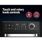 Devanti 15L black air fryer oven with LCD touch control panel, baking tray