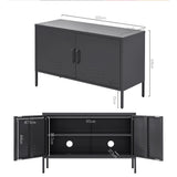 Artiss Buffet Sideboard Metal Cabinet - BASE Charcoal - Front View