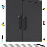 Artiss Buffet Sideboard Metal Cabinet - BASE Charcoal - Side View