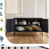 Artiss Buffet Sideboard Metal Cabinet - BASE Charcoal - Rear View