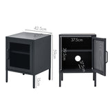 ArtissIn Bedside Table Mesh Door Cabinet - Black - Front View