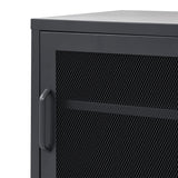 ArtissIn Bedside Table Mesh Door Cabinet - Black - Side View