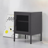 ArtissIn Bedside Table Mesh Door Cabinet - Black - 45-Degree Angle