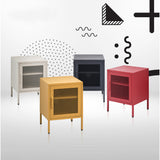 ArtissIn Bedside Table Mesh Door Cabinet - Black - Close-Up Angle